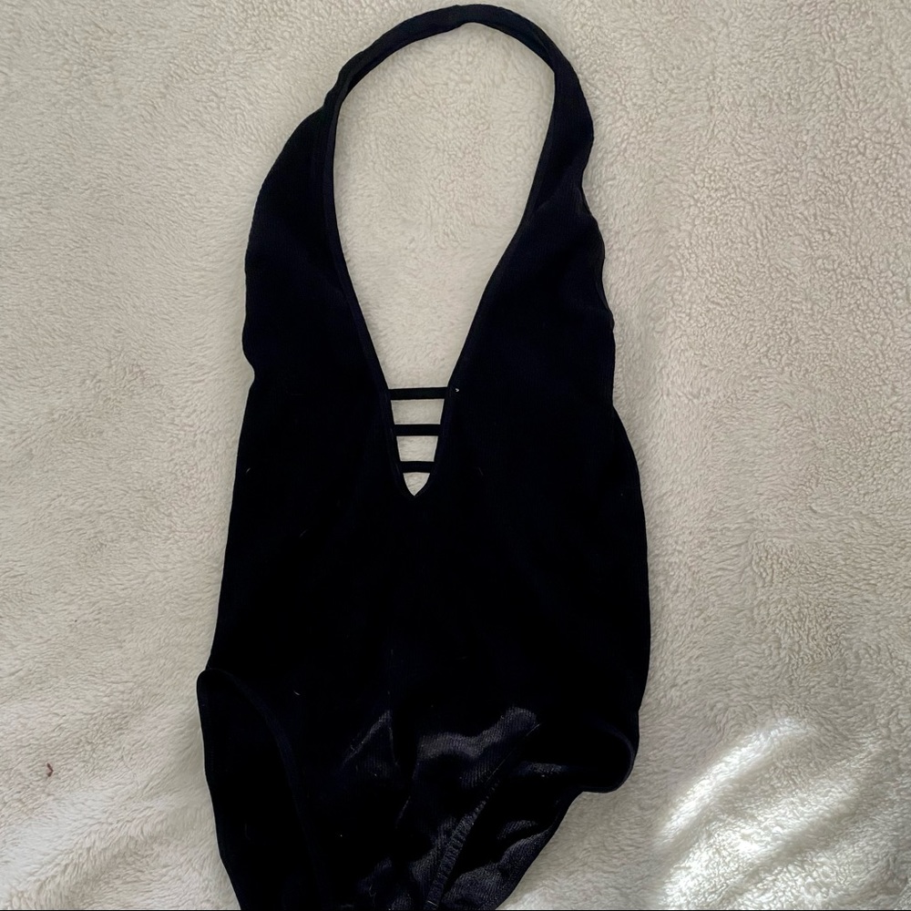 Halter top black bodysuit